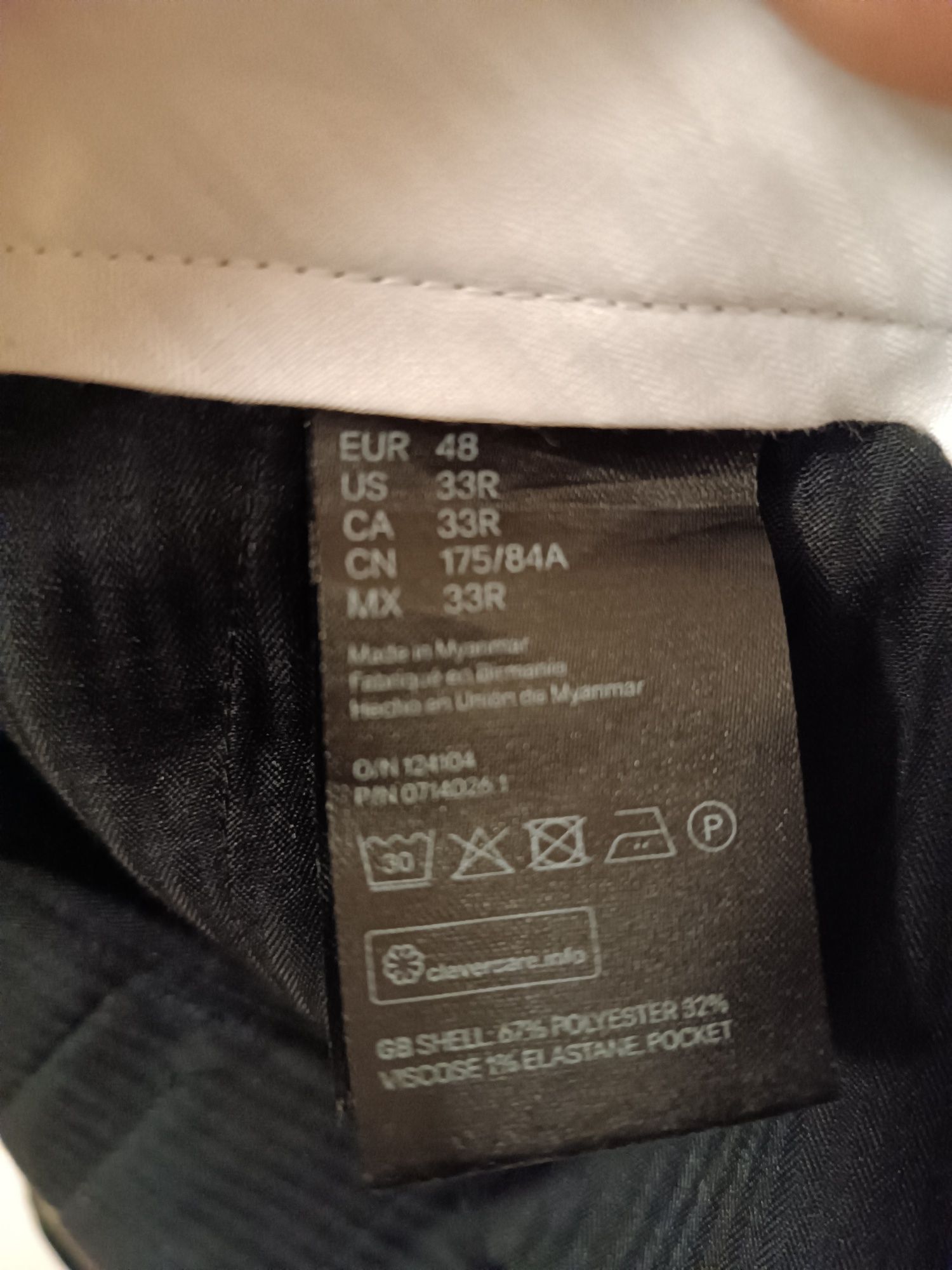 Garnitur młodzieżowy granat Slim, jak nowy, H&M r.46 + spodnie r.48