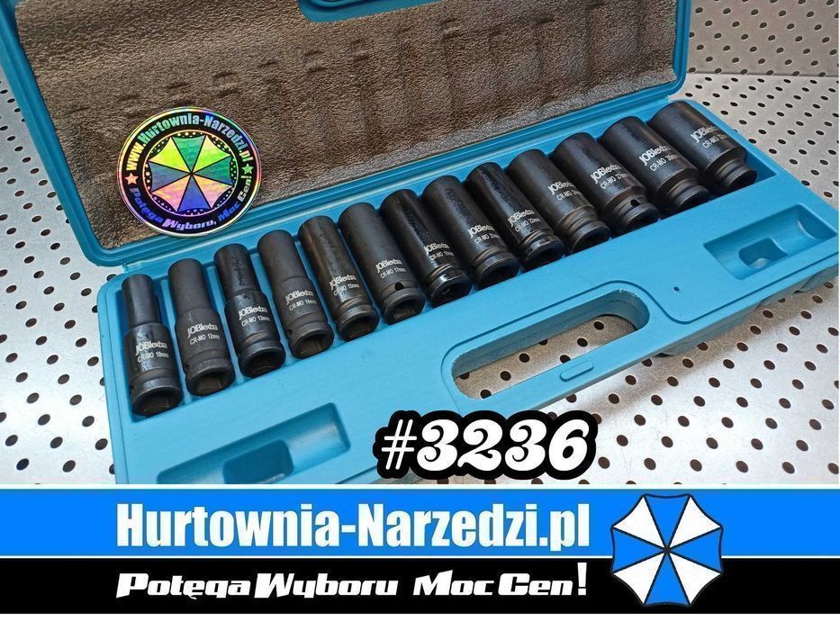 Nasadki udarowe 1/2" 12kątne długie 10-32mm 13el nasadki dwunastokątne