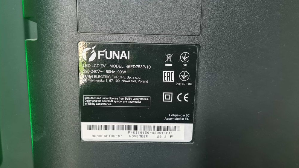 Telewizor Funai 46 cali. Podświetlenie led. Sprawny. Nowy pilot.