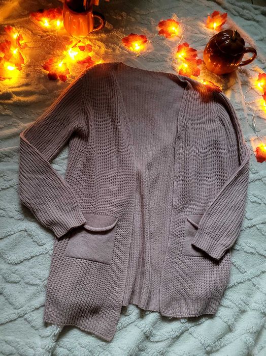 Pudrowo różowy kartigan sweter 36 S