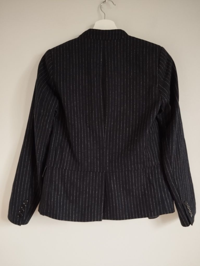 Czarna marynarka w prążek 50% wełna r. 34 h&m