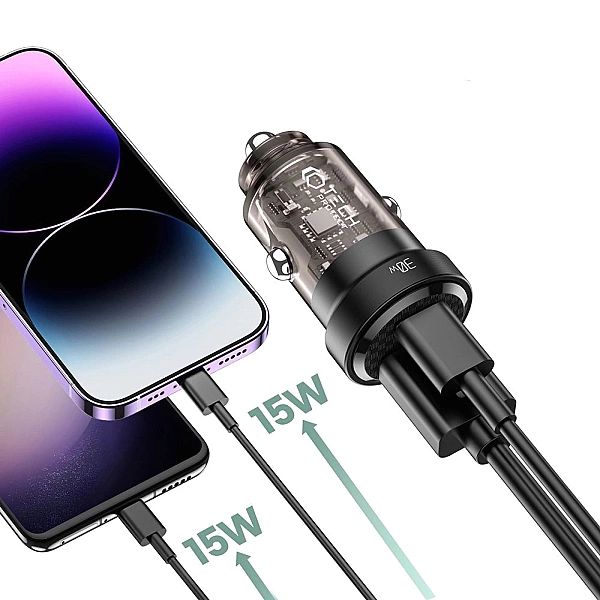 Ładowarka Tech-Protect CC30W samochodowa USB-C PD 30W / USB-A QC 3.0 -