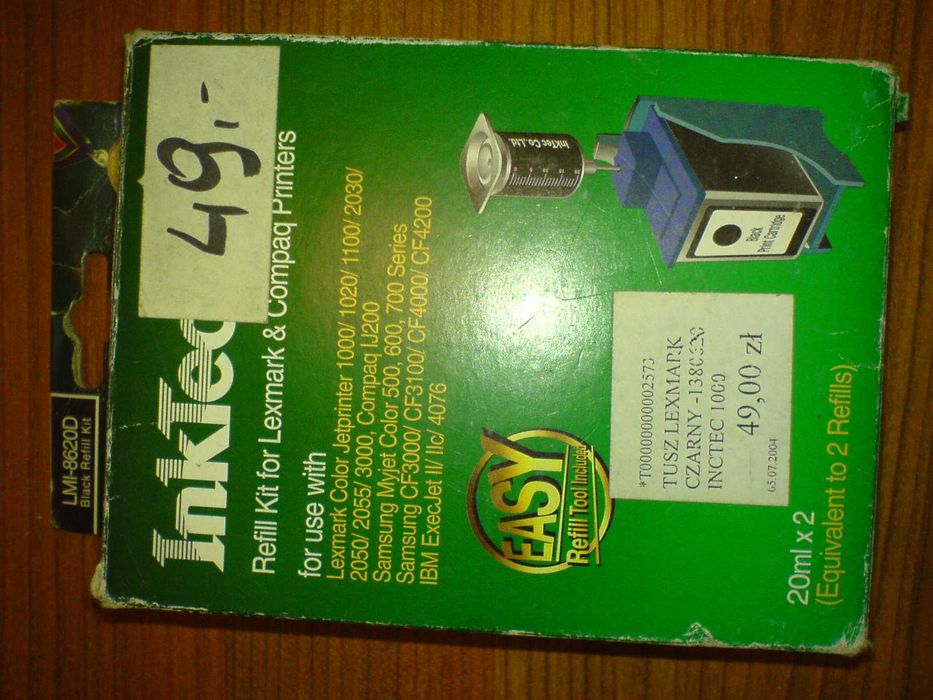 Kartridż Lexmark 71 czarny + zestaw do napełniania używany