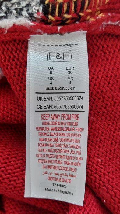 Sweter świąteczny Boże Narodzenie czerwony pingwin M 38 F&F