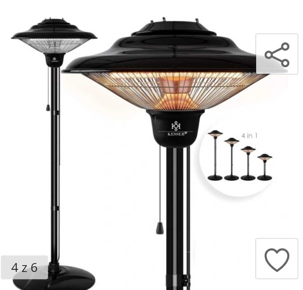 Ogrzewacz tarasowy z podstawką, promiennik kwarcowy, 1500 W,