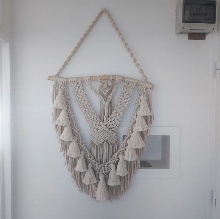 Painel de parede em macramé