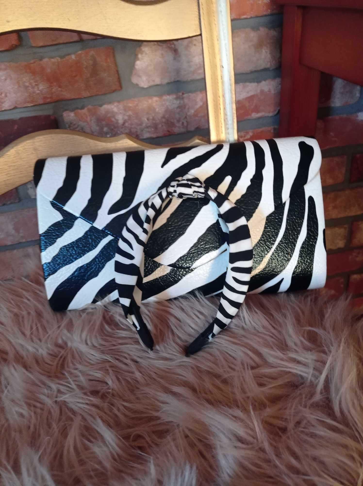 Sprzedam torebkę kopertówkę zebra z opaską