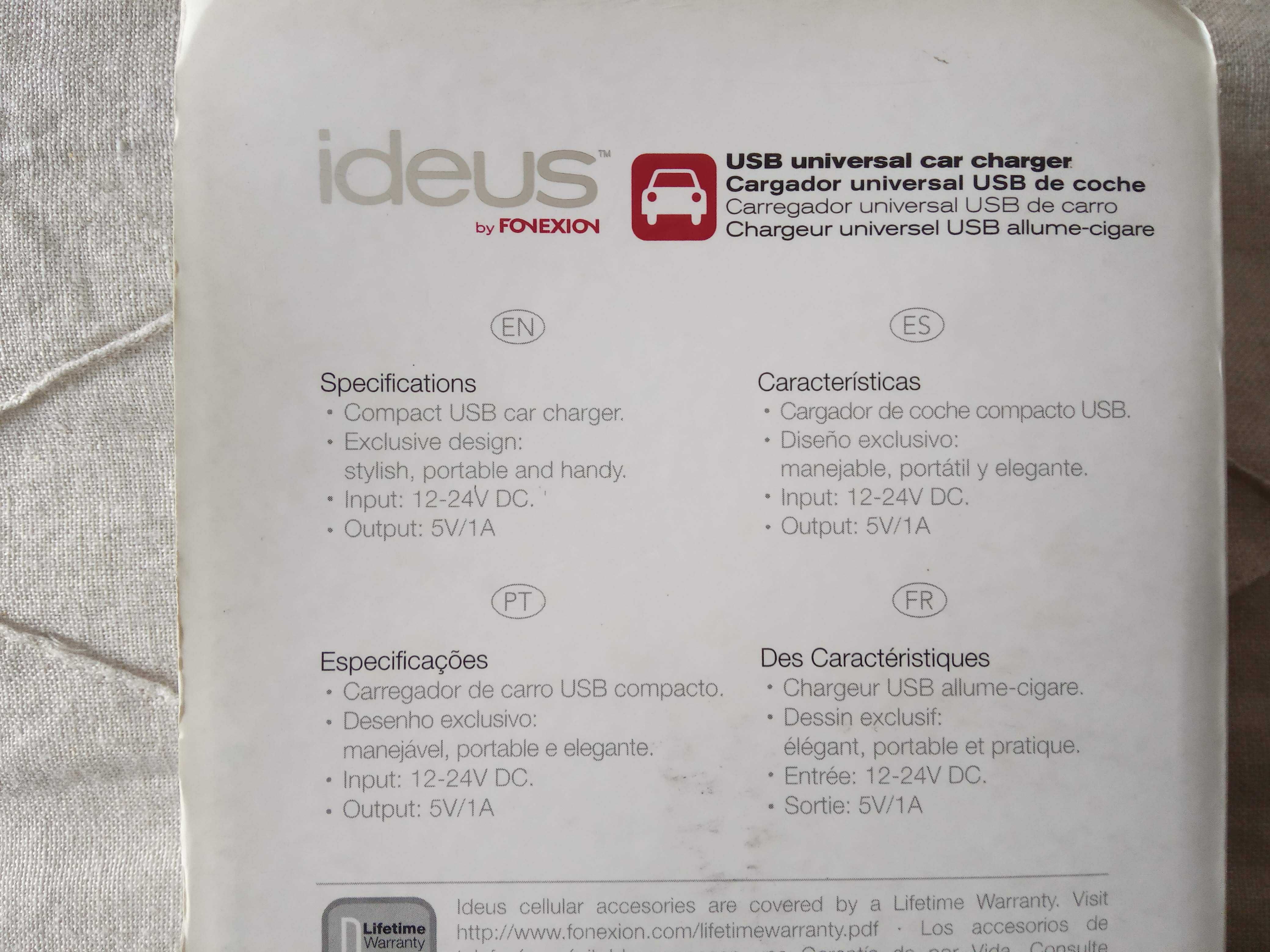 PS Vita/Carregador de carro USB/Ideus