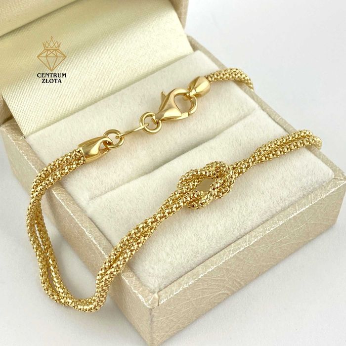 ZŁOTA bransoletka WĘZEŁ supeł PRÓBA 585 (14K) długość 19 cm