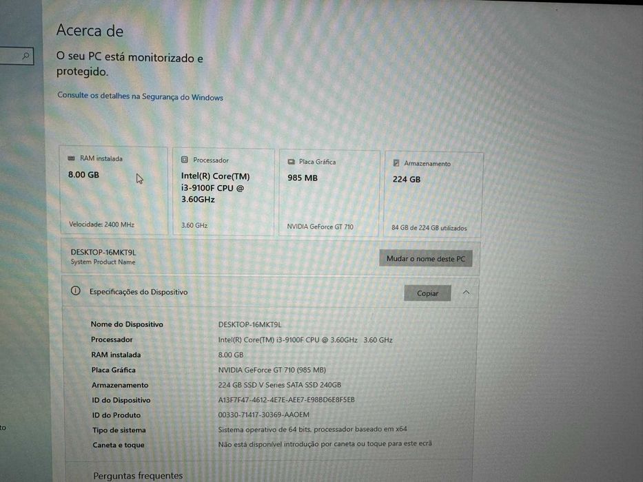 Setup Completo Torre + Monitor + Teclado e Rato