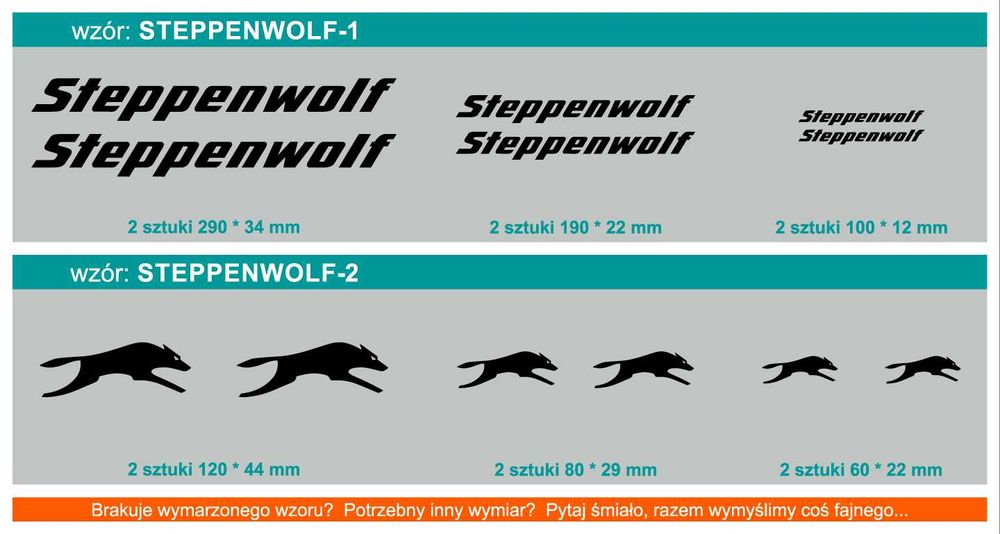 STEPPENWOLF naklejki zastępcze na rower komplet 6 sztuk