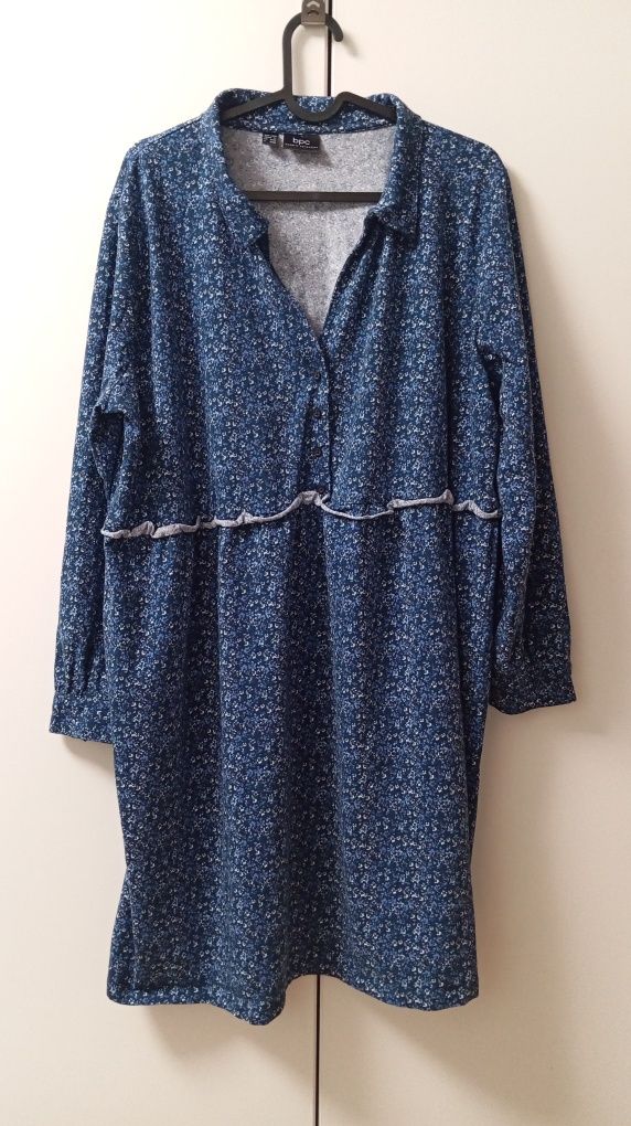 Sukienka Bonprix 48/50 plus size tunika w kwiaty bawełna kołnierz