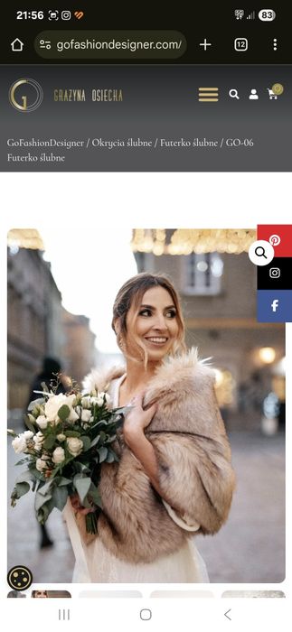Futerko ślubne etola futro rozmiar L