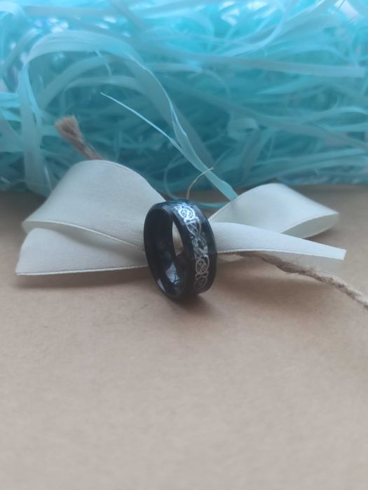 Кольцо с узором, кольцо, каблучка, дракон, викинги, нержавеющая сталь