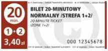 Bilety Ztm 20 minutowy Normalny 25 szt cena 3.20