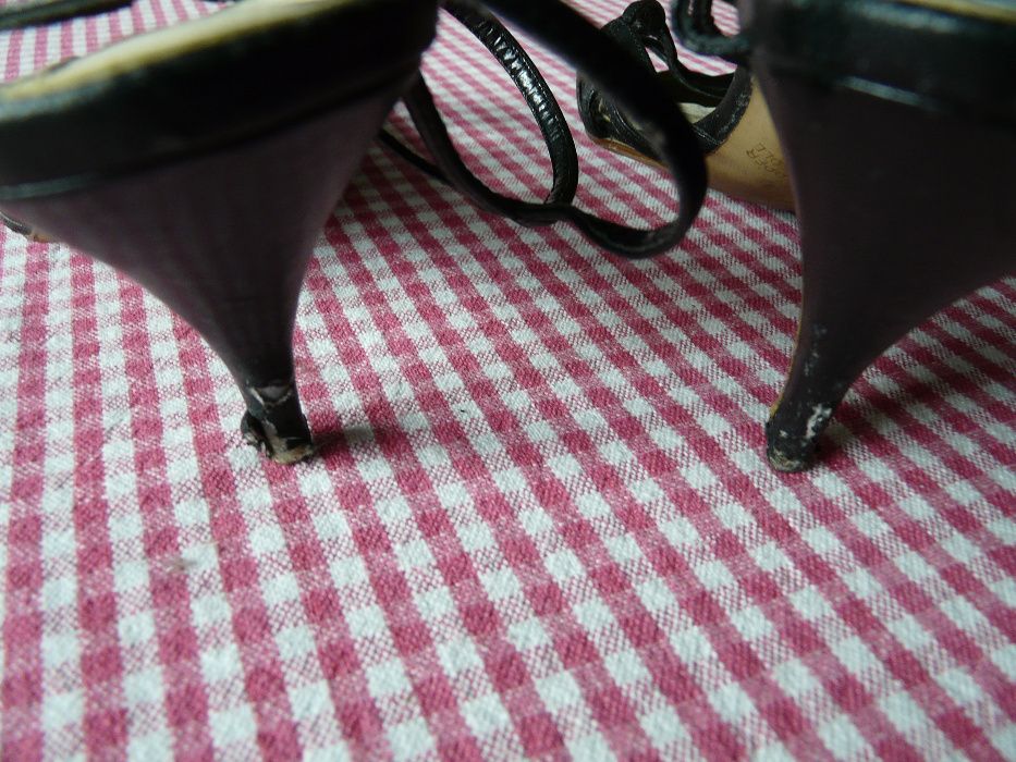 Nine West vintage lata 80-te USA eleganckie sandalki  czarne skorzane