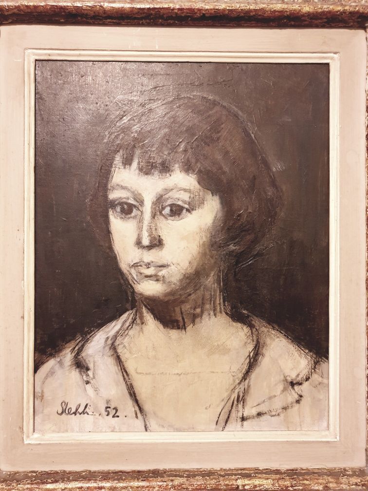 Stehlin- lindo retrato de uma jovem - pintura em óleo sobre tela