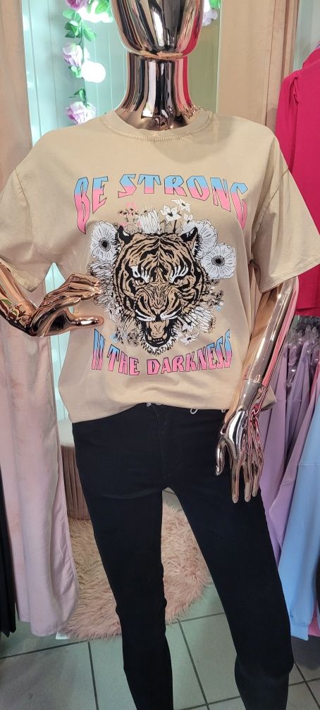 T-shirt tygrys beżowy