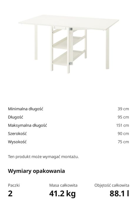 Stół rozkładany IKEA Vihals