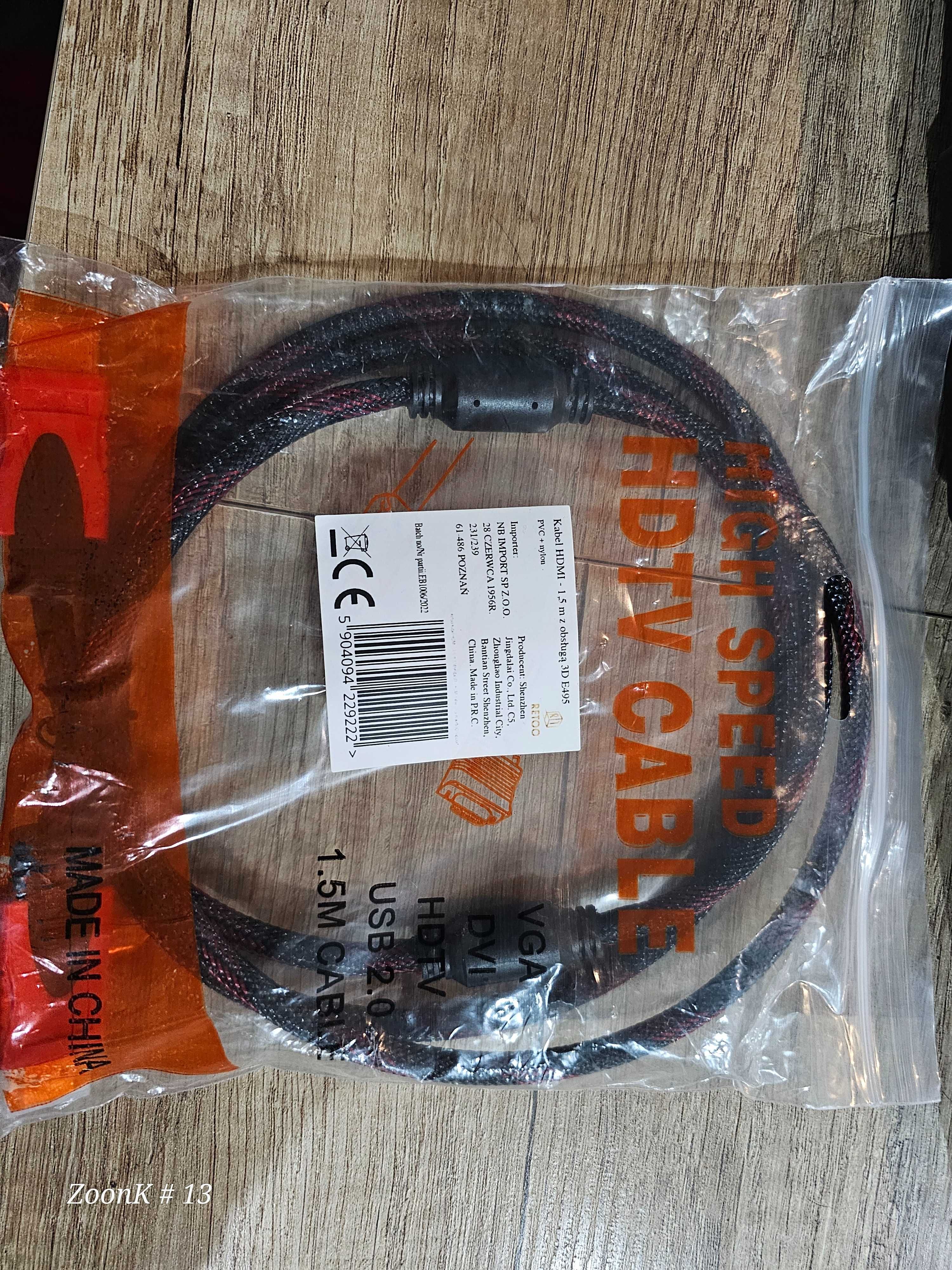 Kabel HDMI 1,5 m ( 4 ) z obłsugą 3D E495