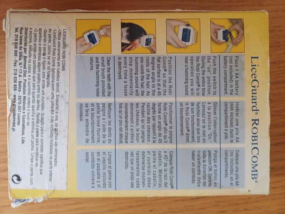 Pente eléctrico para piolhos e lêndeas