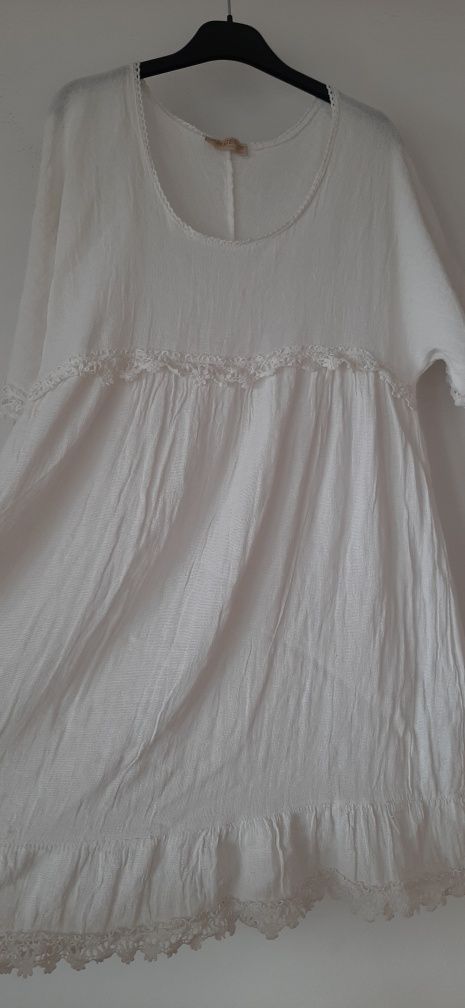 Biała luźna sukienka/tunika L