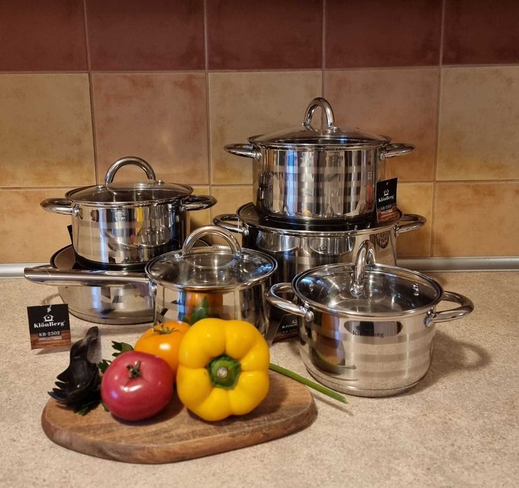 PROMOCJA  209 zł      Garnki nierdzewne z patelnią i rondlem KLONBERG