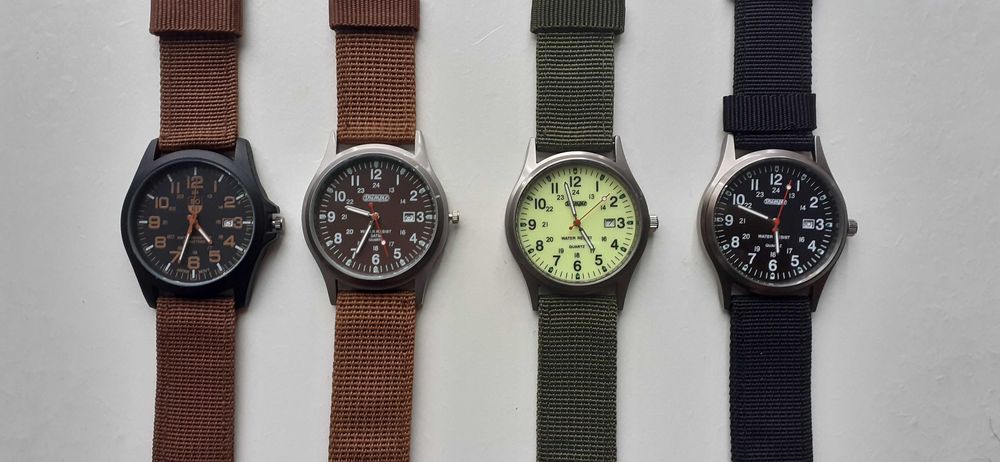 Relógio pulso tipo field, pulseira em nylon