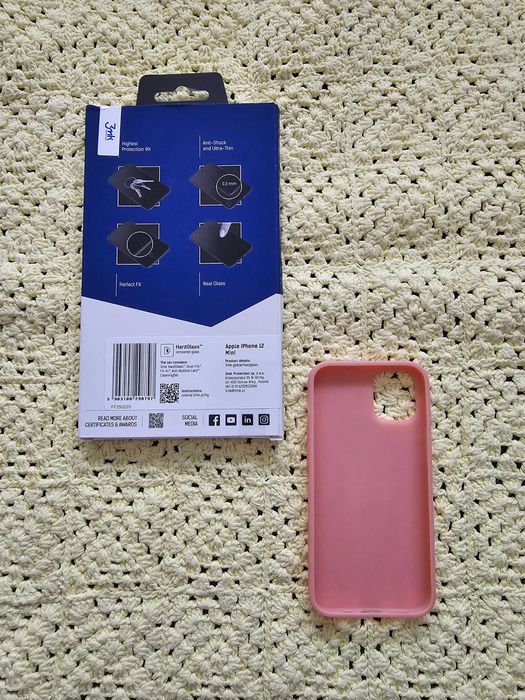 Szkło ochronne, hartowane 3mk + różowy case iPhone 12 mini