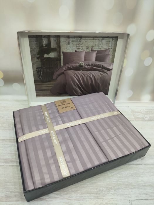 Комплект постельного белья Страйп Сатин BESTina Gold