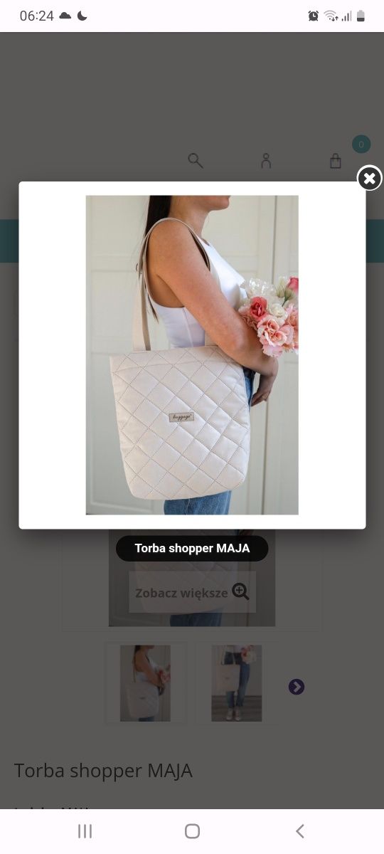 Torebka marki Baggage nowa shopper Maja ecru kremowa pikowana