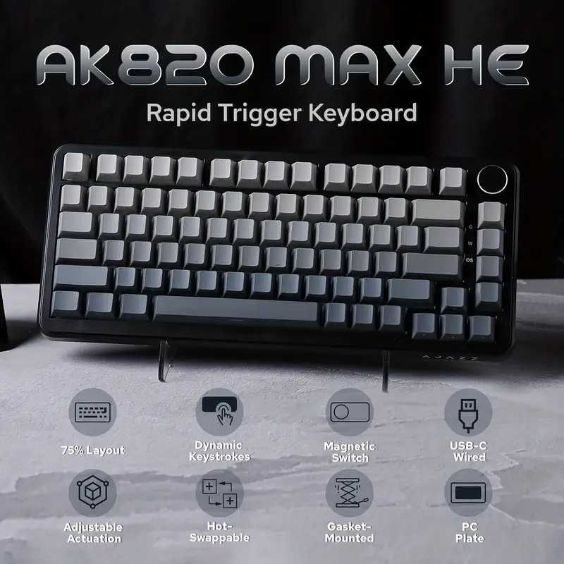 AJAZZ AK820 Max HE , магнитная игровая RGB клавиатура