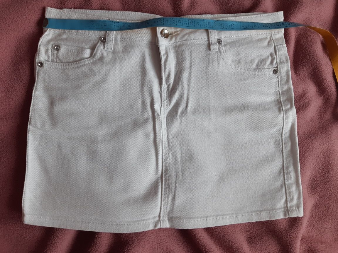 Spódnica spódniczka mini miniówa biała jeansowa XL