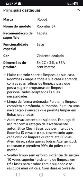 Vendo aspirador robô irobot