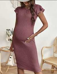 Sukienka ciążowa pudrowy róż elegancka nowa S M