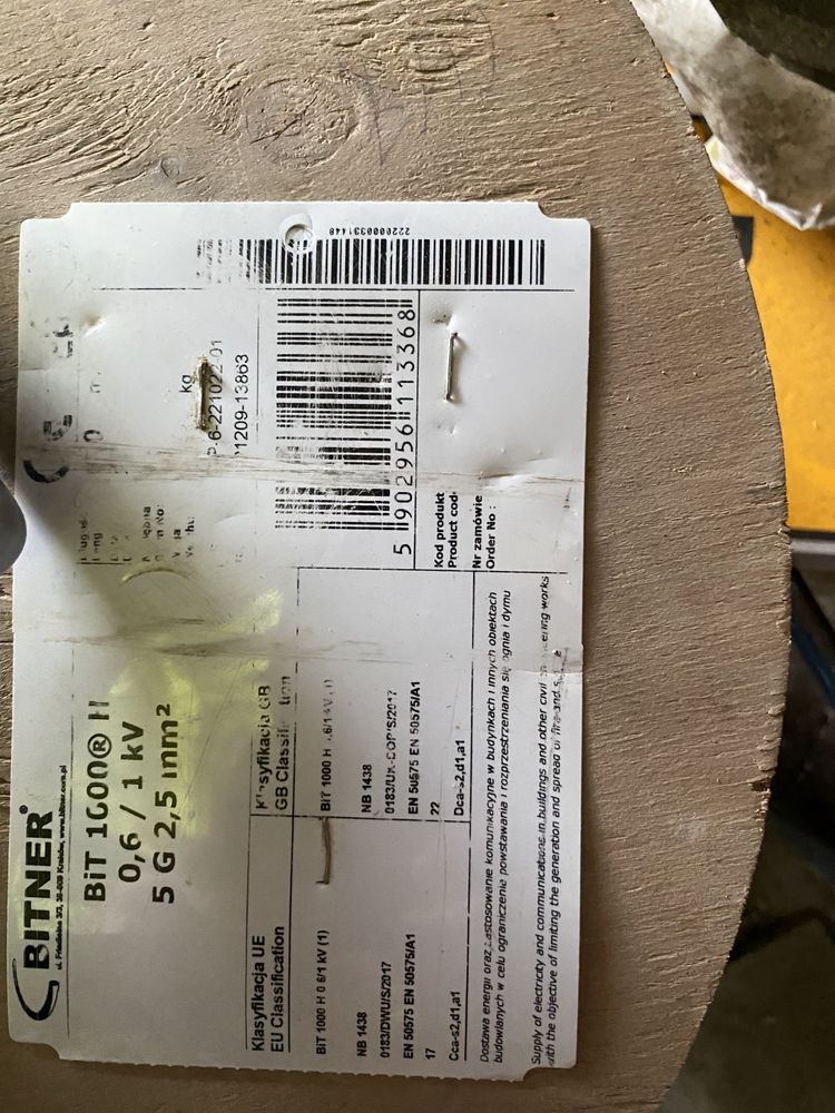 Kabel BIT 1000 II. 5 G 2,5 mm. 0,6/1 kV