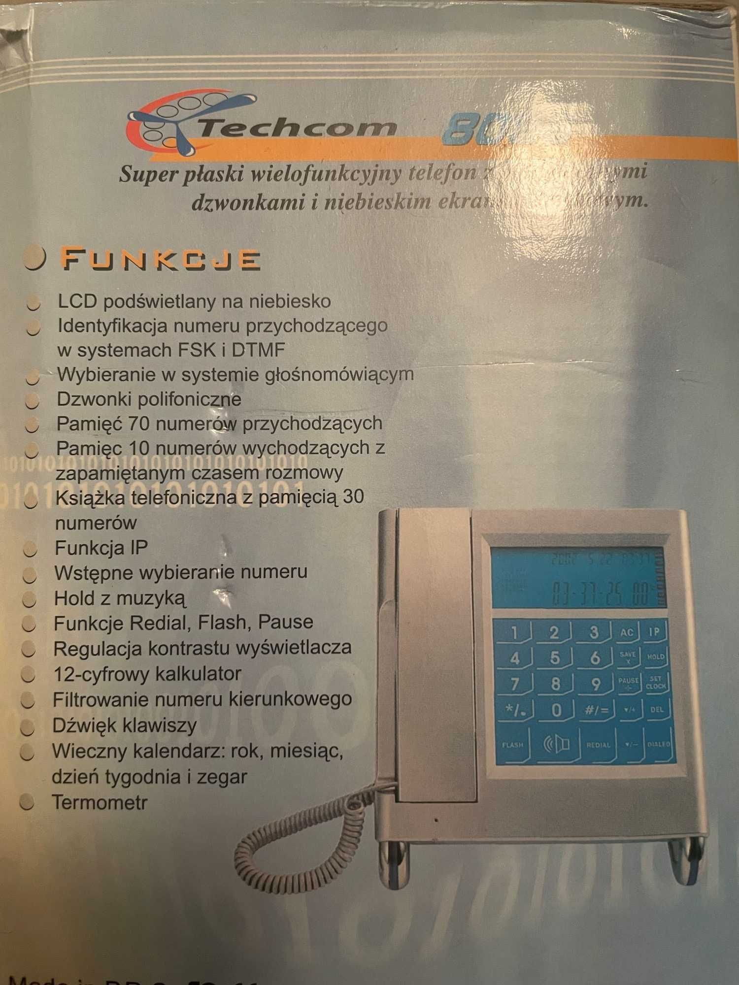 Telefon stacjonarny srebrny Techcom 8088