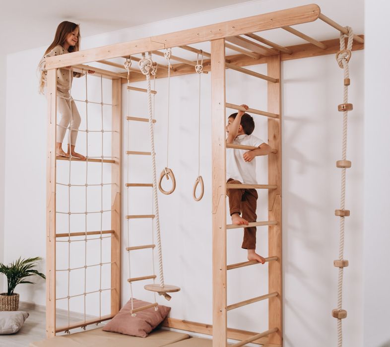 Drewniany domowy plac zabaw Mostek XL - drewno