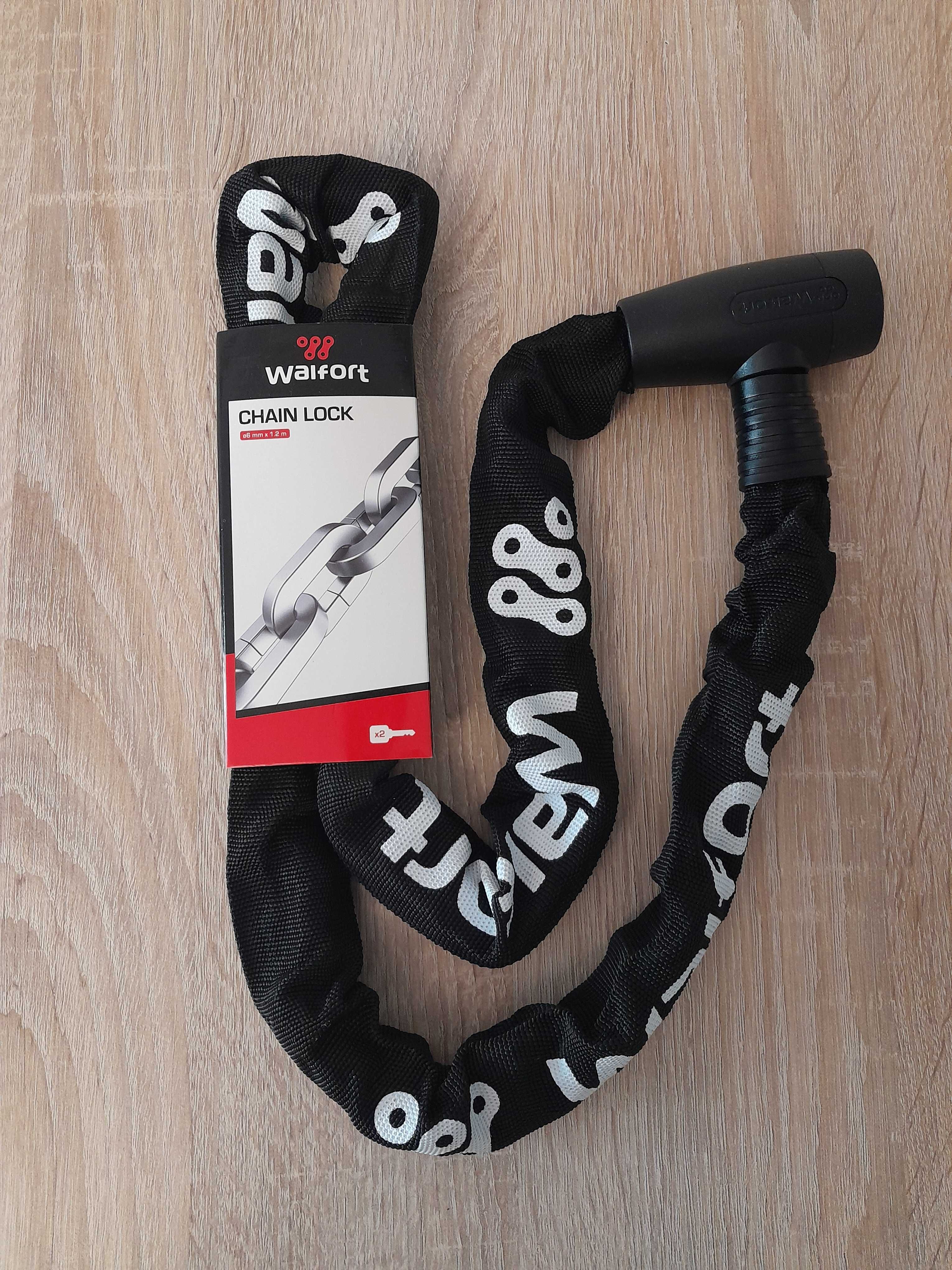 Nowe zapięcie do roweru_ stalowy łańcuch w osłonie _ Walfort_ Ø 6 mm