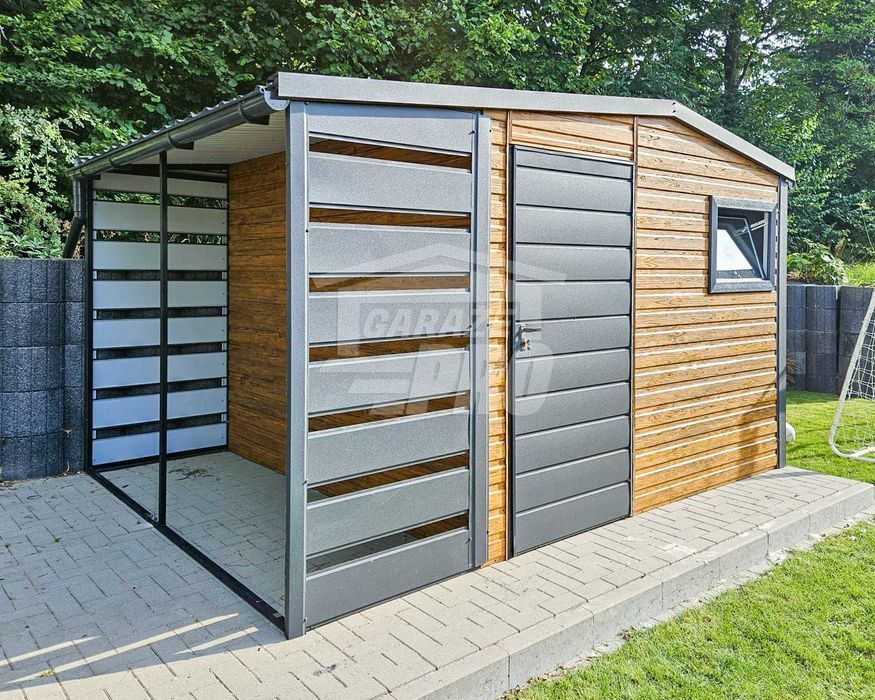 Schowek domek ogrodowy 3x2,5m wiata 1m drzwi okno rynny dwuspad GP427