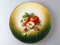 1900r zabytkowy porcelanowy talerz jabłko orzech