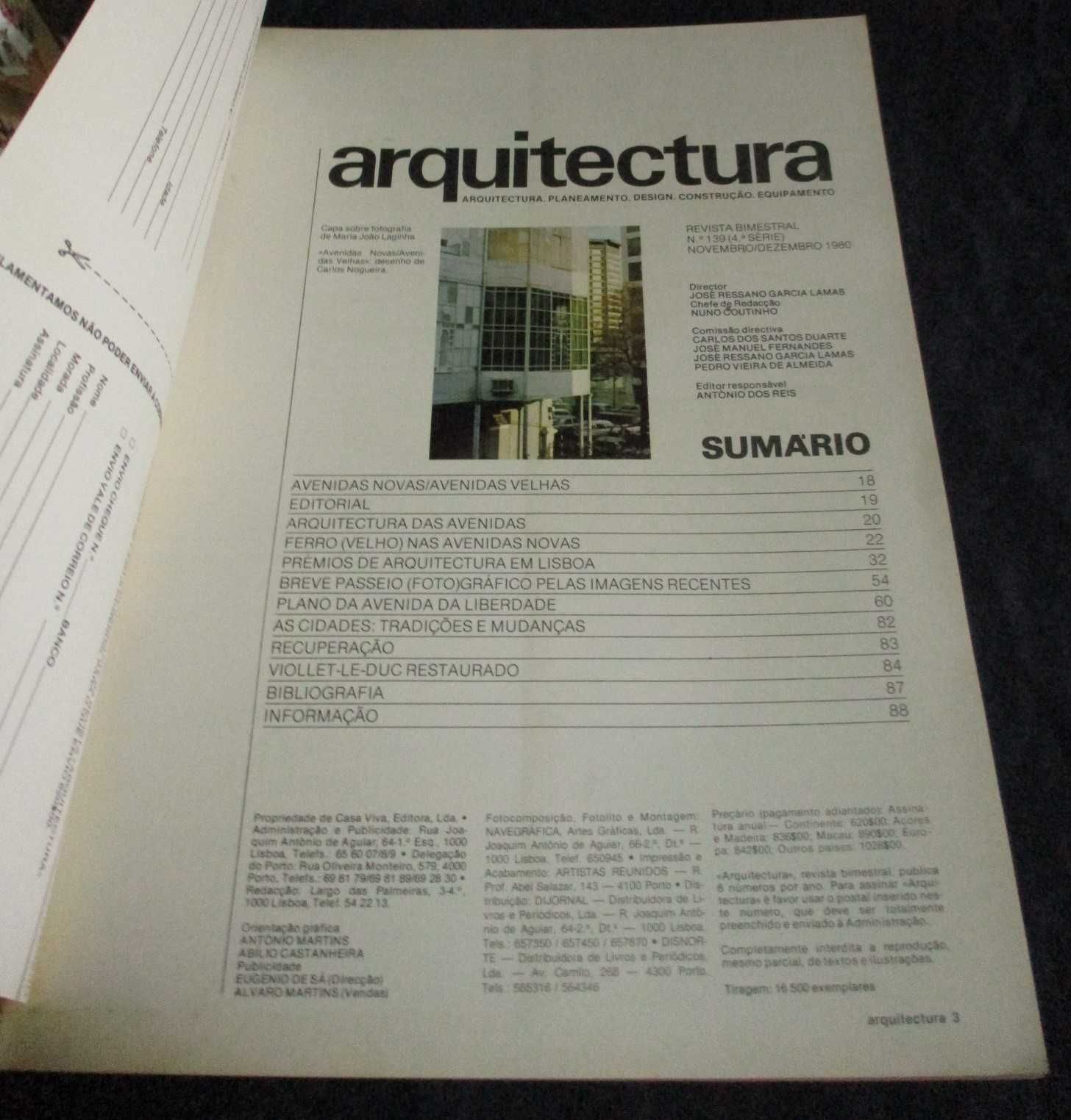 Revistas Arquitectura Nº 138 / 139 Lisboa e as Avenidas