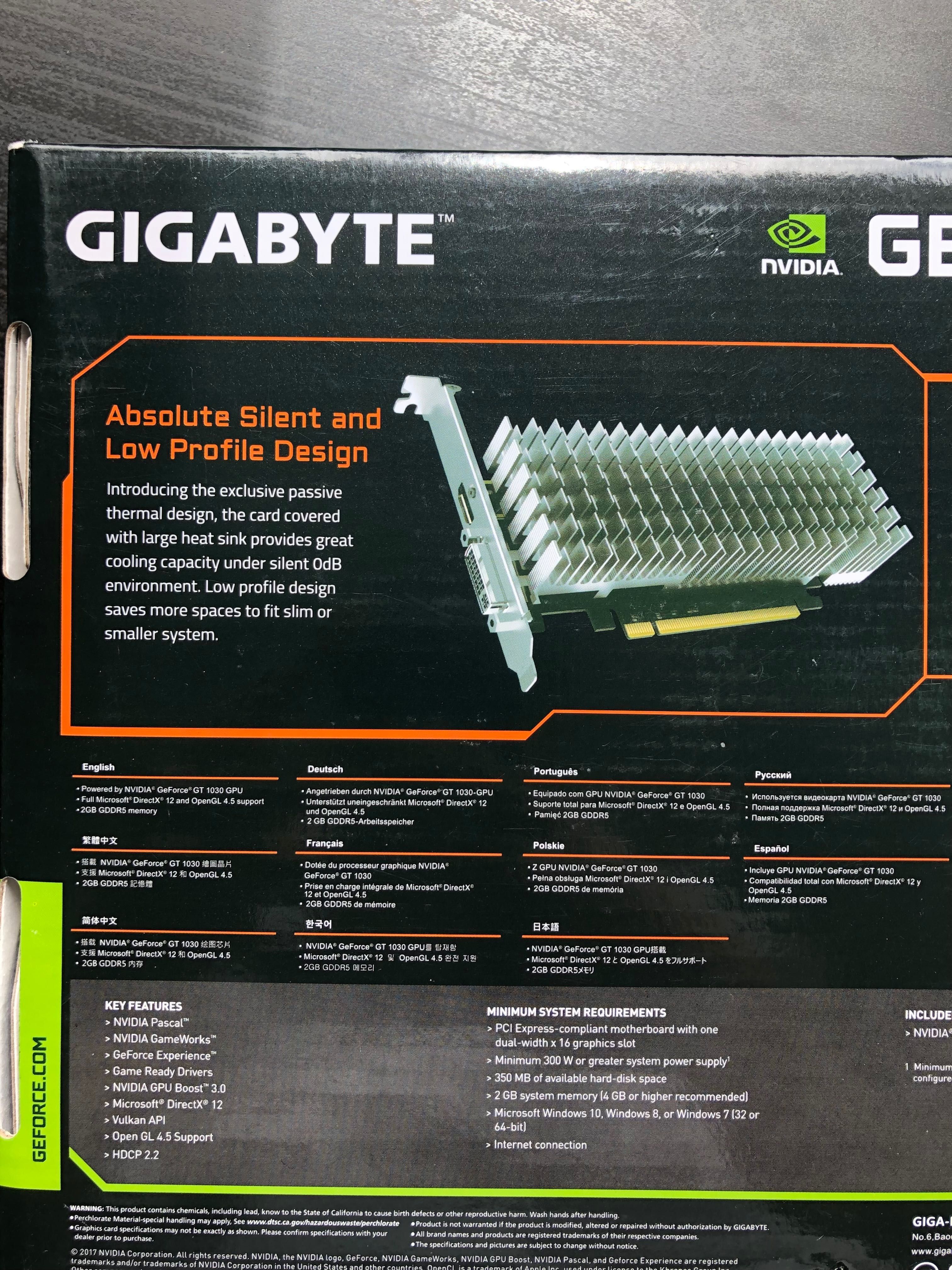 Placa Gráfica Gigabyte GeForce GT1030 2GB DDR5 Low Profile