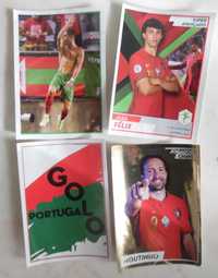 Lote 4 cromos futebol da "Panini" Ronaldo, Félix, Moutinho e Portugal