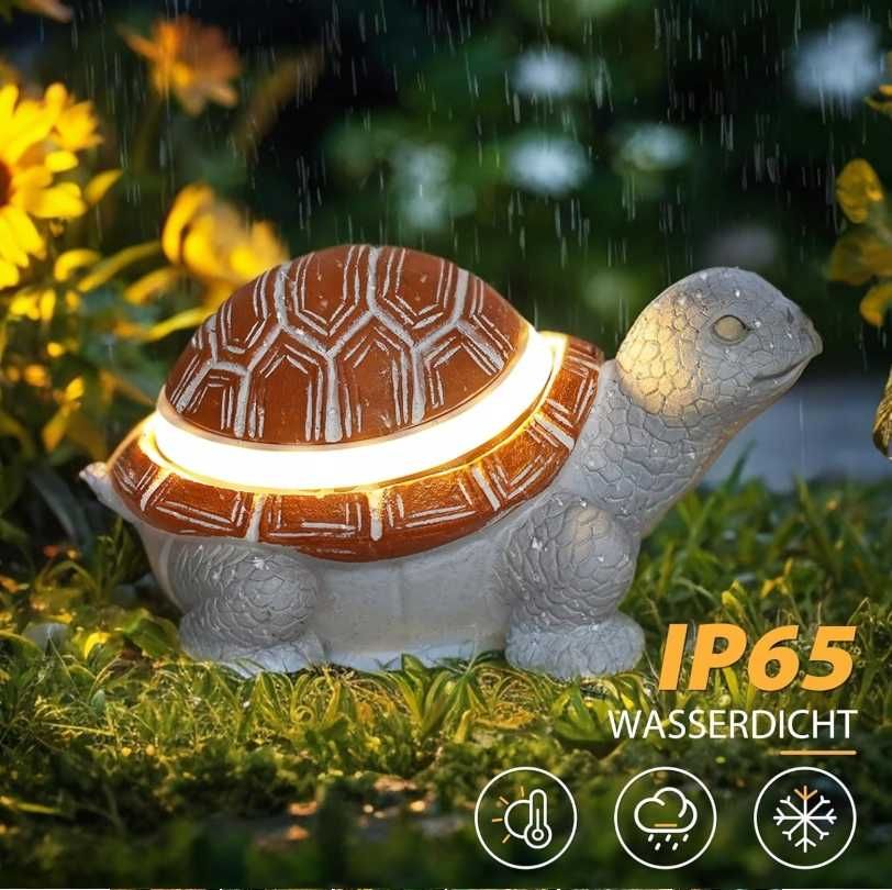 Figurka ogrodowa żółw z podświetleniem LED dekoracyjna solarna 15x17cm