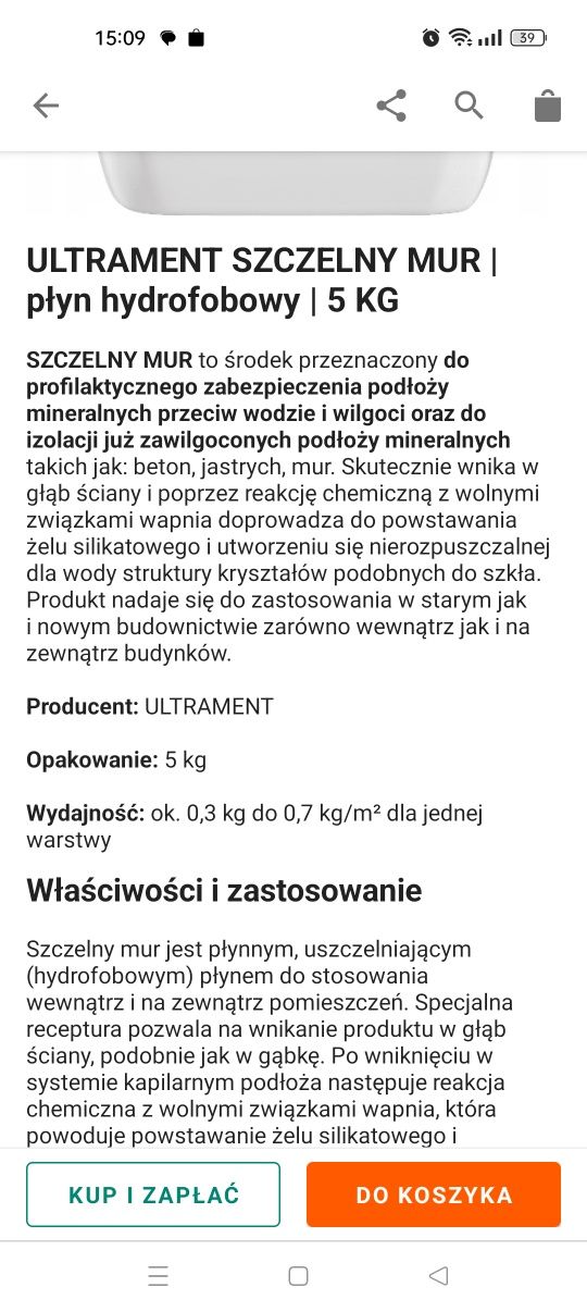 Szczelny mur -płyn hydrofobowy