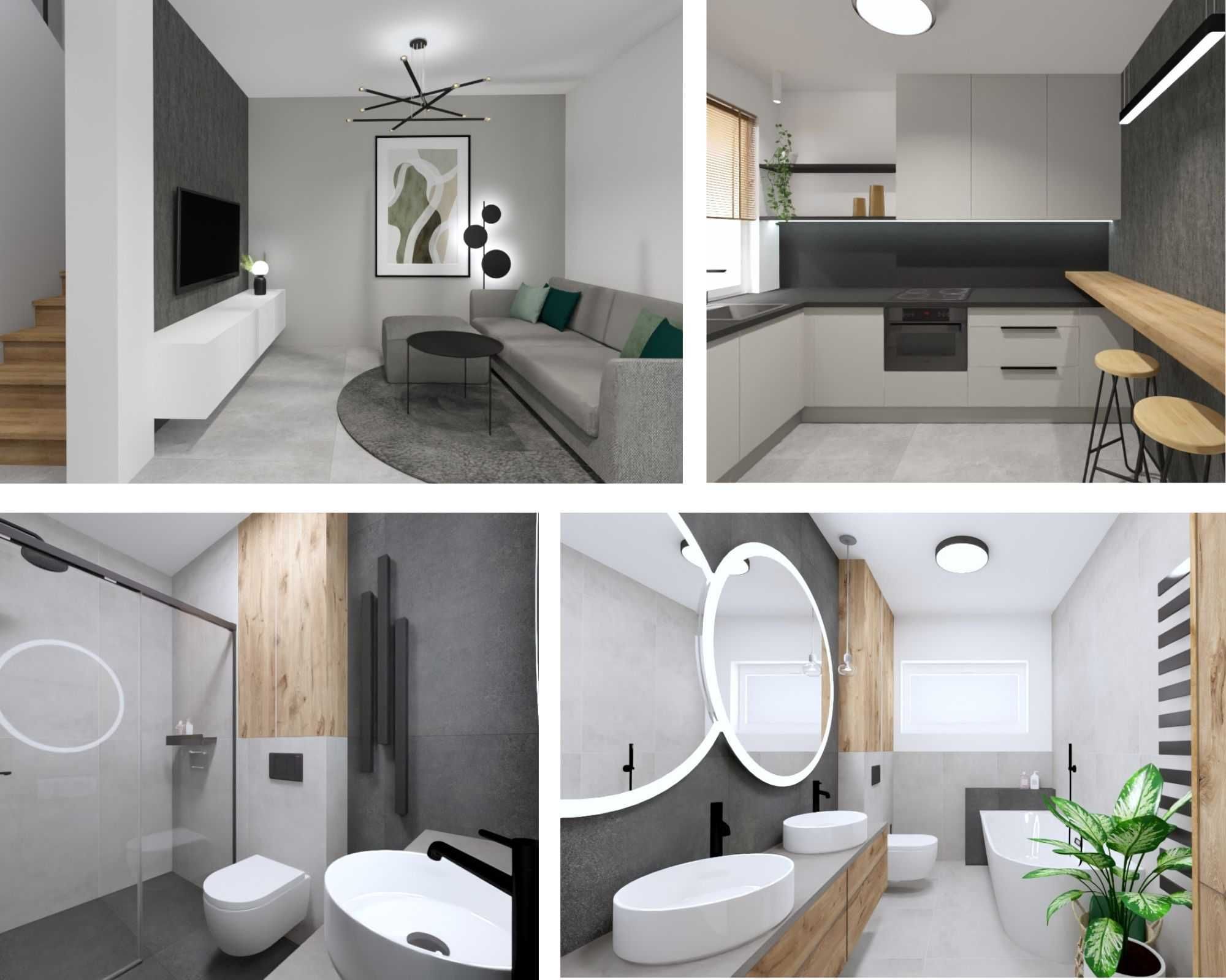 PROJEKTOWANIE ARCHITEKTURA WNĘTRZ projekt mieszkania/ kuchni/ łazienki