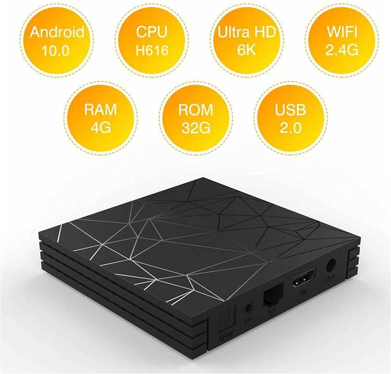 Smart TV Box Android 10.0- 4GB RAM, 32GB ROM, 6K, WiFi 2.4G, HDMI, 3D