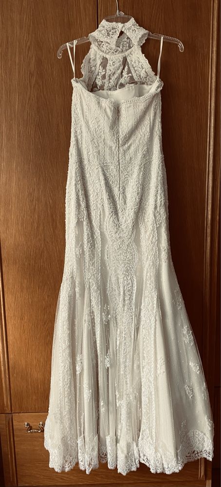 Suknia slubna koronka retro rybka dzwonek smietankowy madonna 34 XS