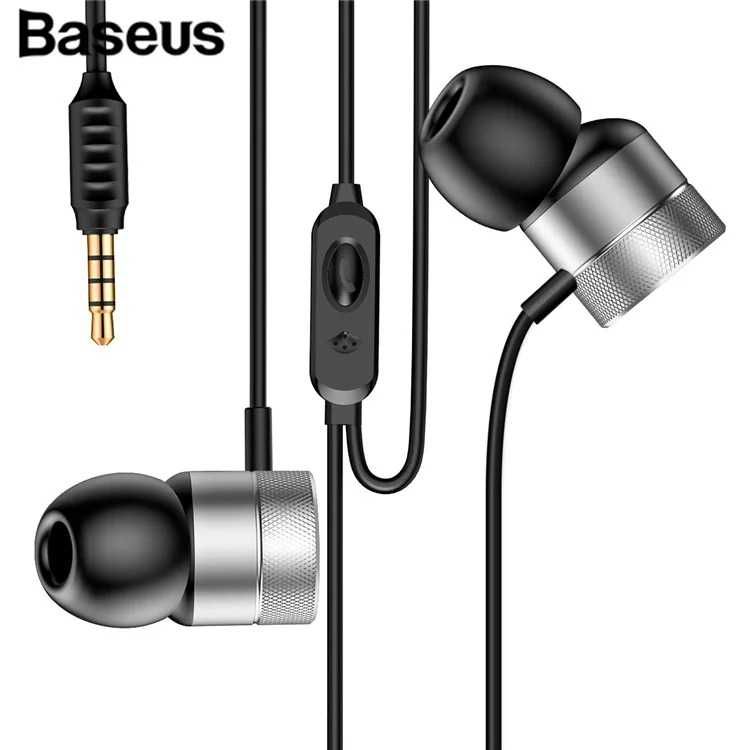 Наушники-вкладыши baseus проводные hifi stereo 3,5 mm с микрофоном